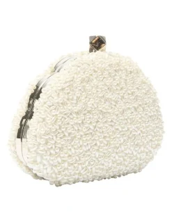 Nina Hera Evening Bag in Ivory Beads