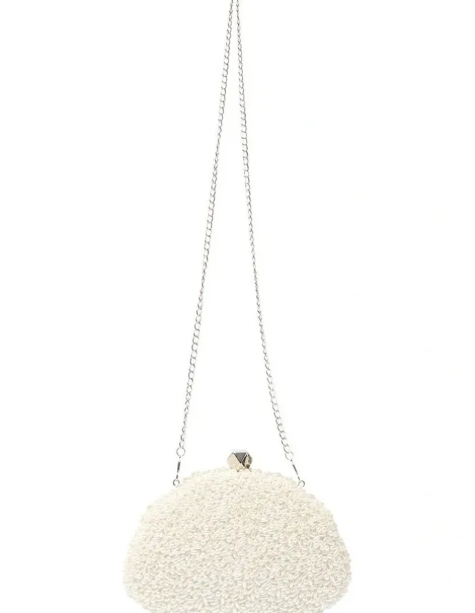Nina Hera Evening Bag in Ivory Beads