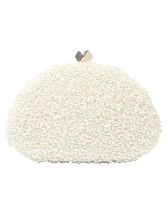 Nina Hera Evening Bag in Ivory Beads