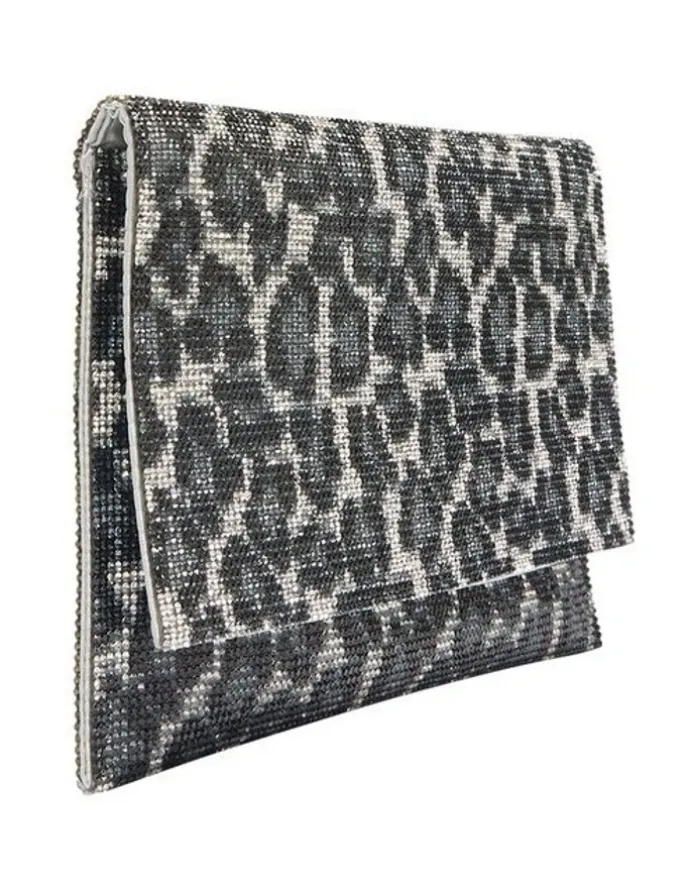 Nina Kimora Bag in Black Leopard Crystal