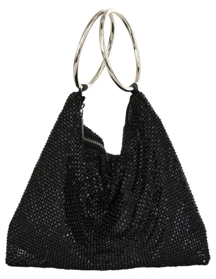 Nina Mesh Lia Bag in Black/Black