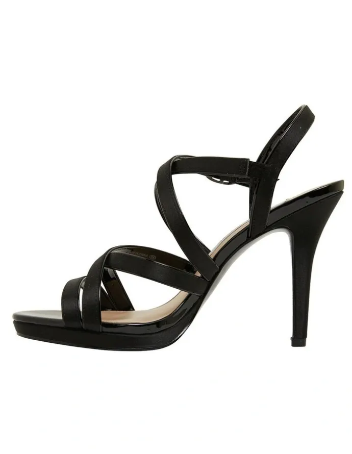 Nina Reatha Noir Satin Sandals