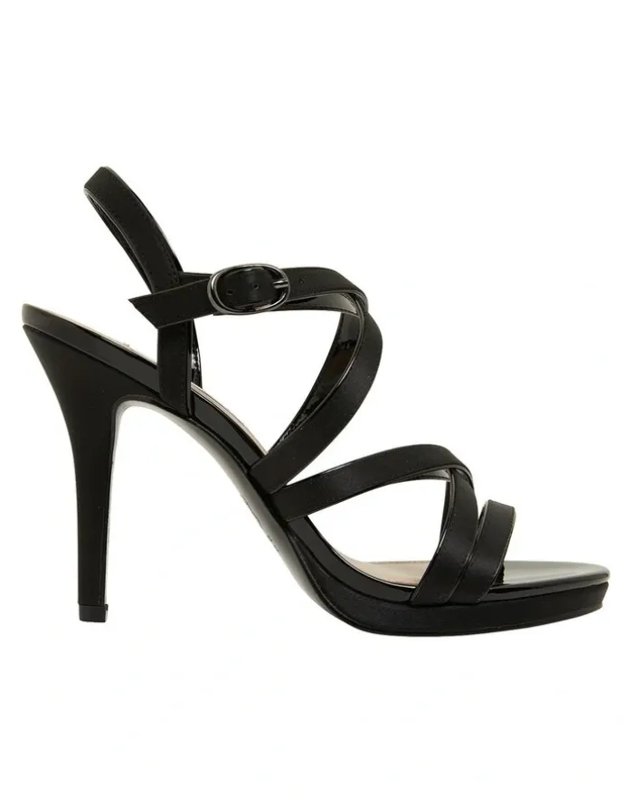 Nina Reatha Noir Satin Sandals