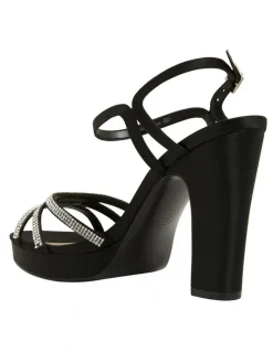 Nina Saralyn Black Satin Sandals