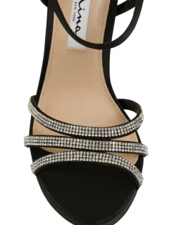 Nina Saralyn Black Satin Sandals
