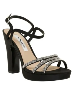 Nina Saralyn Black Satin Sandals