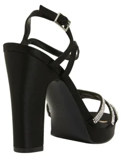 Nina Saralyn Black Satin Sandals