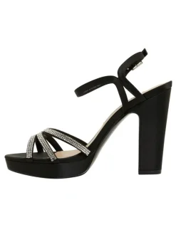Nina Saralyn Black Satin Sandals