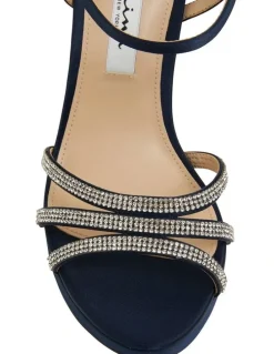 Nina Saralyn Navy Satin Sandals