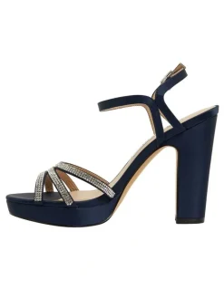 Nina Saralyn Navy Satin Sandals