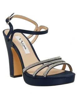 Nina Saralyn Navy Satin Sandals