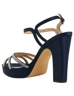 Nina Saralyn Navy Satin Sandals