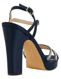 Nina Saralyn Navy Satin Sandals