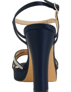 Nina Saralyn Navy Satin Sandals