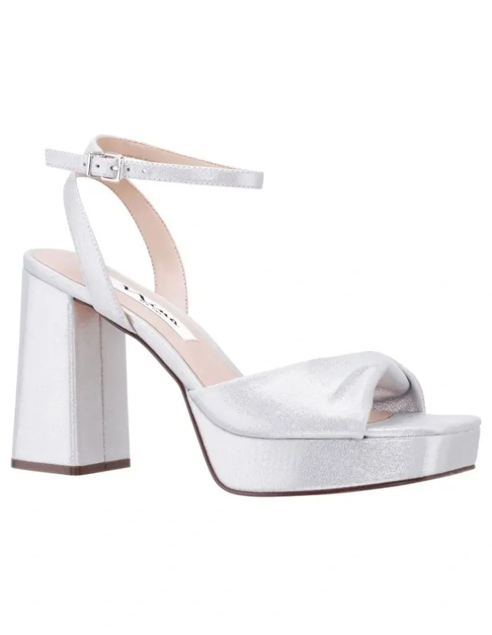 Nina Stacie Sandals in True Silver Metallic