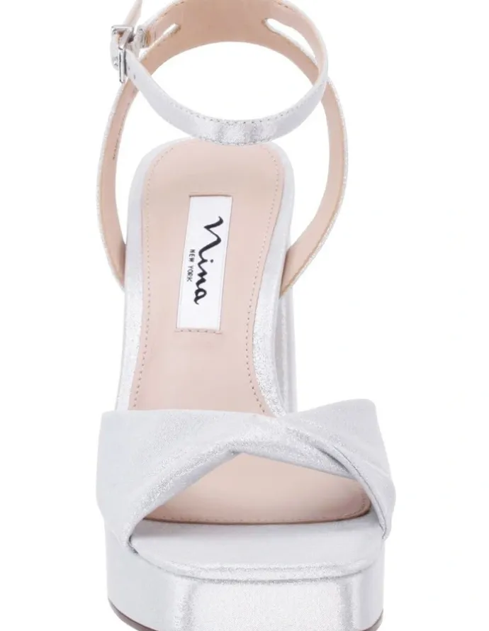 Nina Stacie Sandals in True Silver Metallic