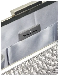 Nina Winslet Silver Beaded Clutch