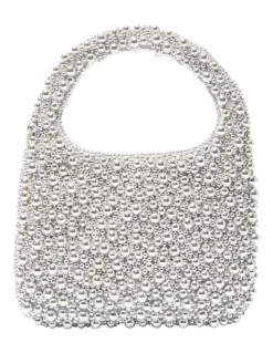 Nina Zariah Evening Bag in Silver Pearl