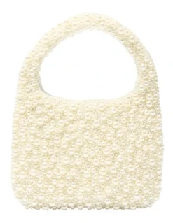 Nina Zariah Evening Bag in Ivory Pearl