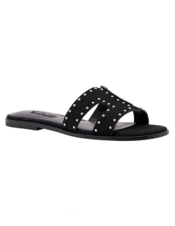 Nine West Giny Flat Sandal in Black