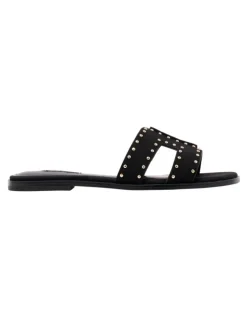 Nine West Giny Flat Sandal in Black