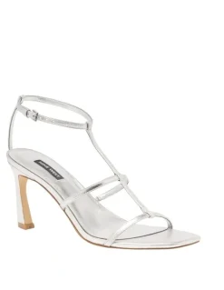 Nine West Pinila Heeled Sandal in Silver