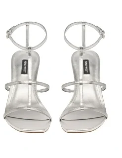 Nine West Pinila Heeled Sandal in Silver