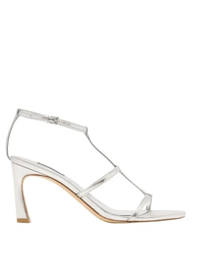 Nine West Pinila Heeled Sandal in Silver