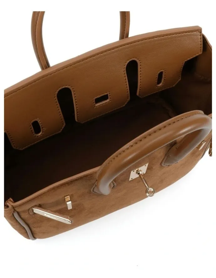 Novo Shoes ADORA top-handle satchel - Caramel Suede.