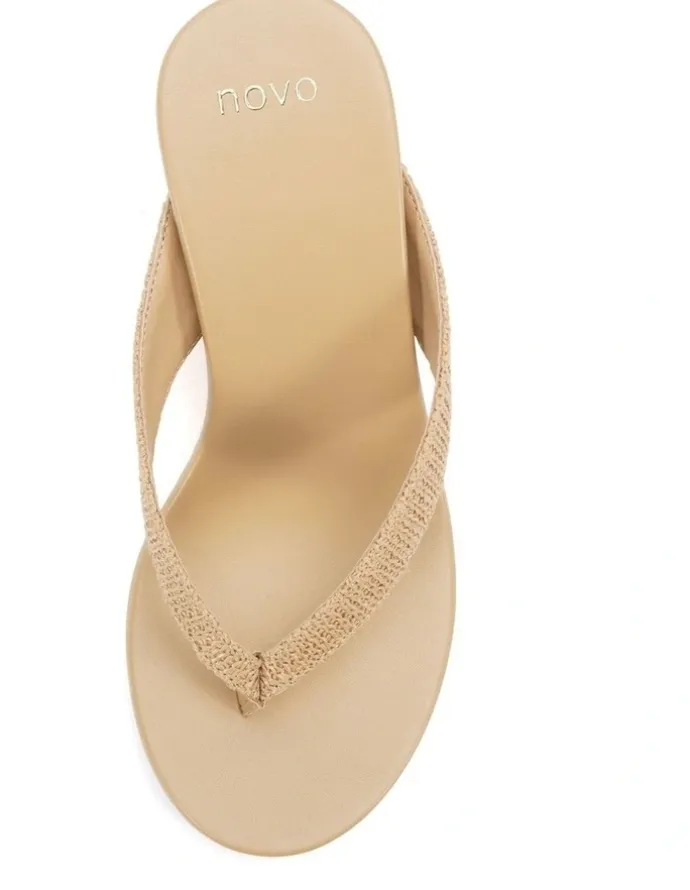 Novo Shoes BACI Raffia wedge thong sandal - 7.8cm platform