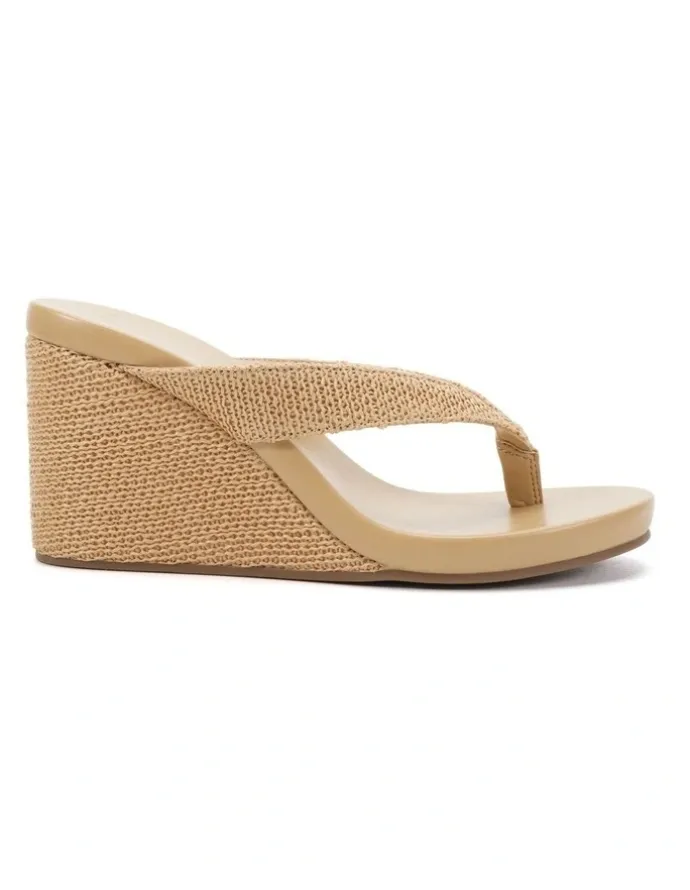 Novo Shoes BACI Raffia wedge thong sandal - 7.8cm platform