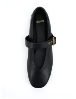 Novo Shoes Cade Ballet Flats in Black Smooth