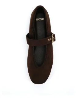 Novo Shoes Cade Ballet Flats in Espresso Suede