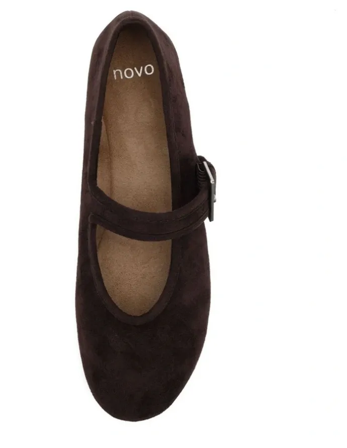 Novo Shoes CANELO Mary Jane Ballet Flat - Espresso Suede