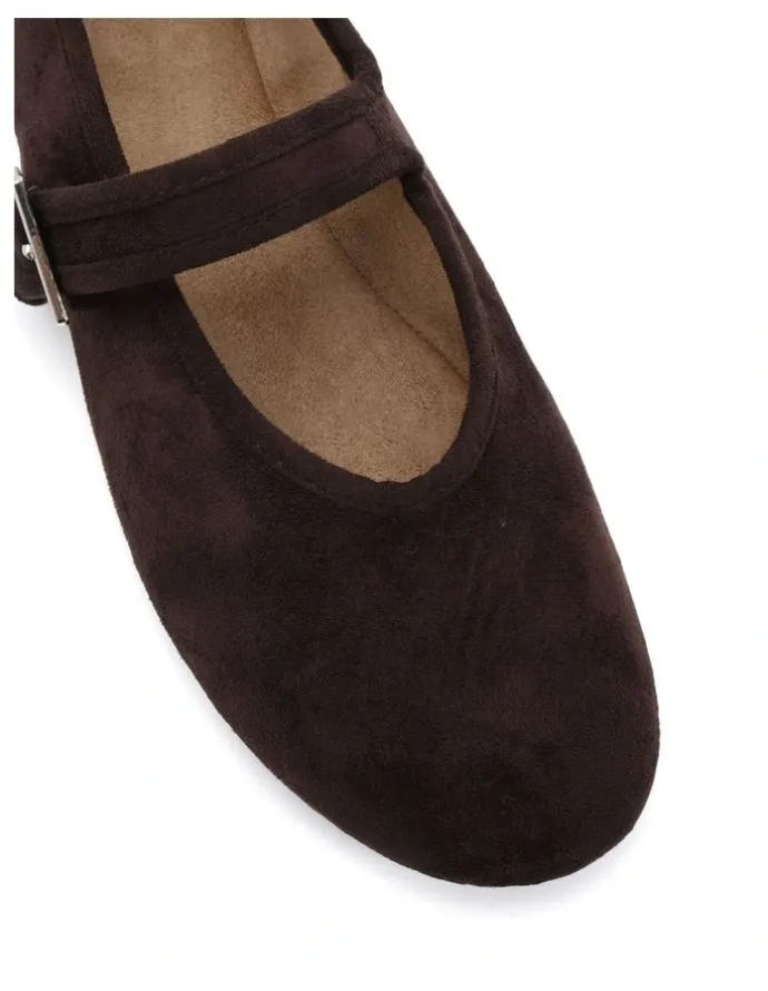 Novo Shoes CANELO Mary Jane Ballet Flat - Espresso Suede