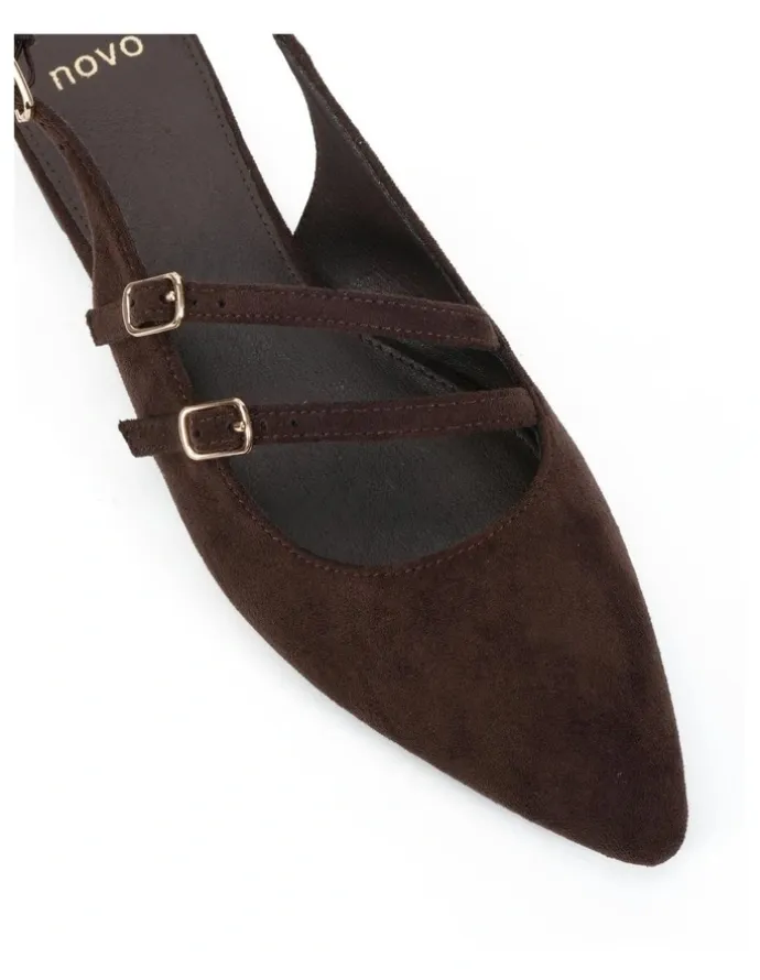 Novo Shoes Canny Flats in Espresso Suede