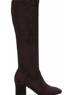 Novo Shoes DASHIELL - Espresso Suede Knee-High Heeled Boot
