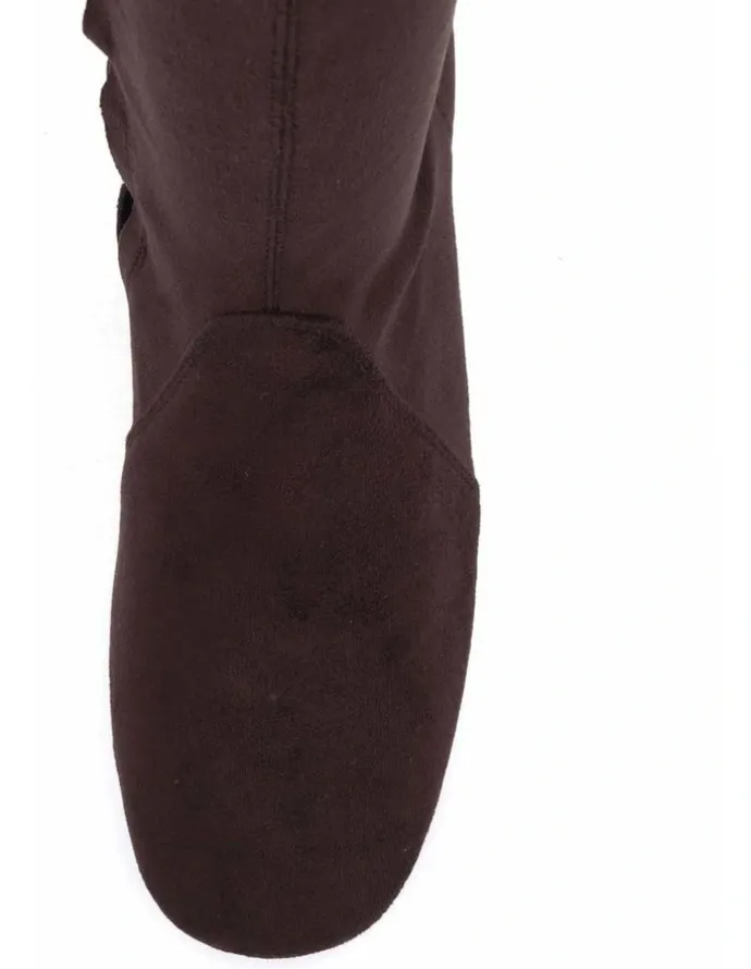 Novo Shoes DASHIELL - Espresso Suede Knee-High Heeled Boot