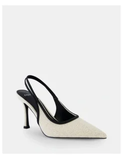 Novo Shoes Ianthe Slingback Court Heels in Linen
