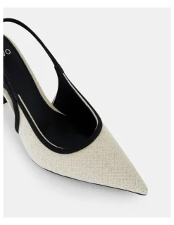 Novo Shoes Ianthe Slingback Court Heels in Linen