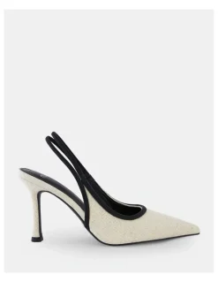 Novo Shoes Ianthe Slingback Court Heels in Linen