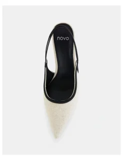 Novo Shoes Ianthe Slingback Court Heels in Linen
