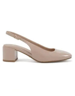 Novo Shoes Ivoree Block Court Heels in Nude Patent
