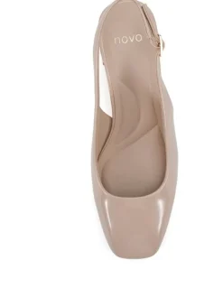 Novo Shoes Ivoree Block Court Heels in Nude Patent