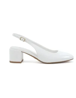 Novo Shoes Ivoree Block Court Heels In White Patent