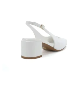 Novo Shoes Ivoree Block Court Heels In White Patent
