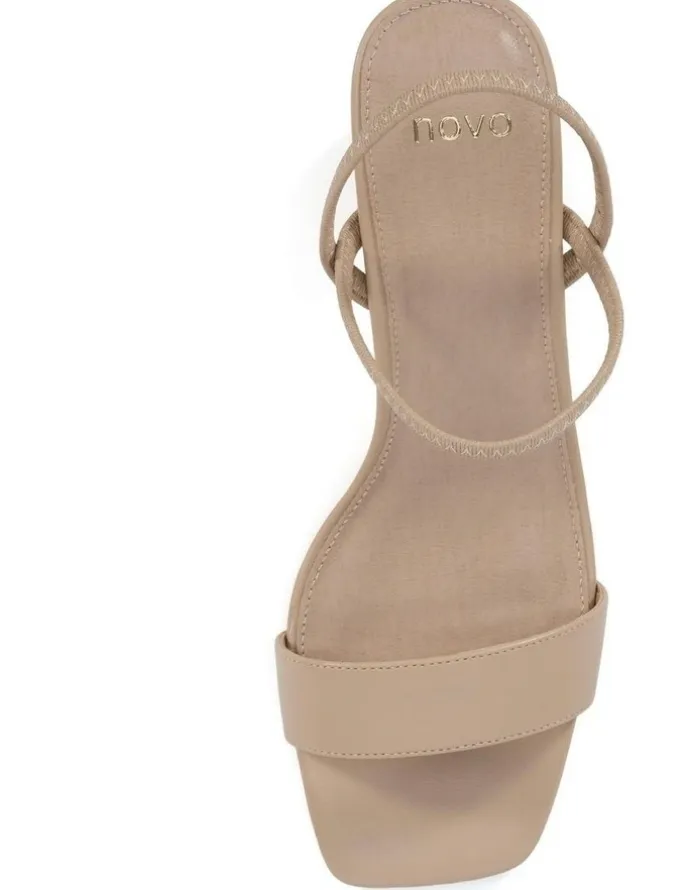 Novo Shoes LASSO - Neutral Smooth strappy block heel sandal