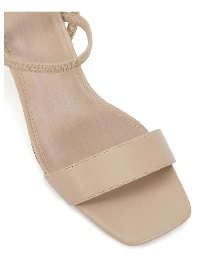 Novo Shoes LASSO - Neutral Smooth strappy block heel sandal
