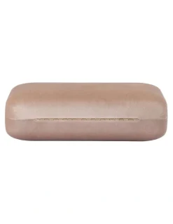 Olga Berg Bess Velvet Clutch Bag in Natural