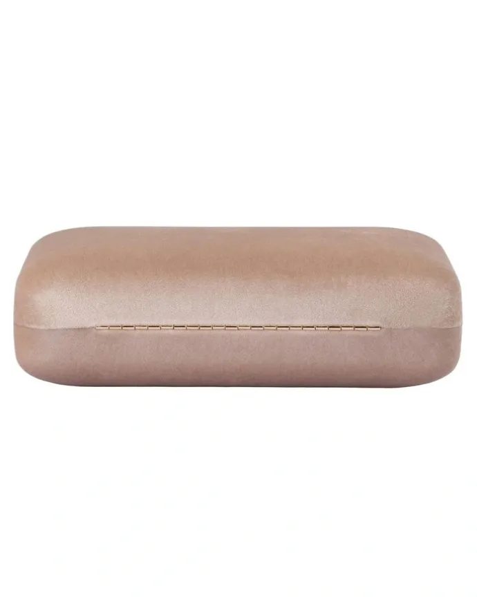 Olga Berg Bess Velvet Clutch Bag in Natural
